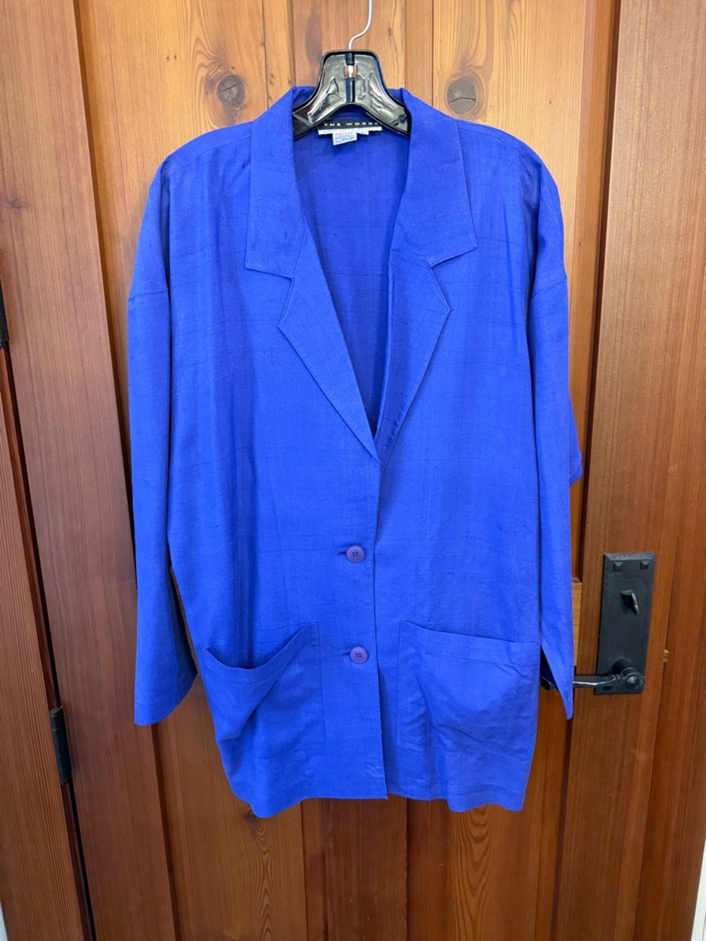 Saks Fifth Ave The Works 100%  Silk Periwinkle  Relaxed Single-Breasted Blazer